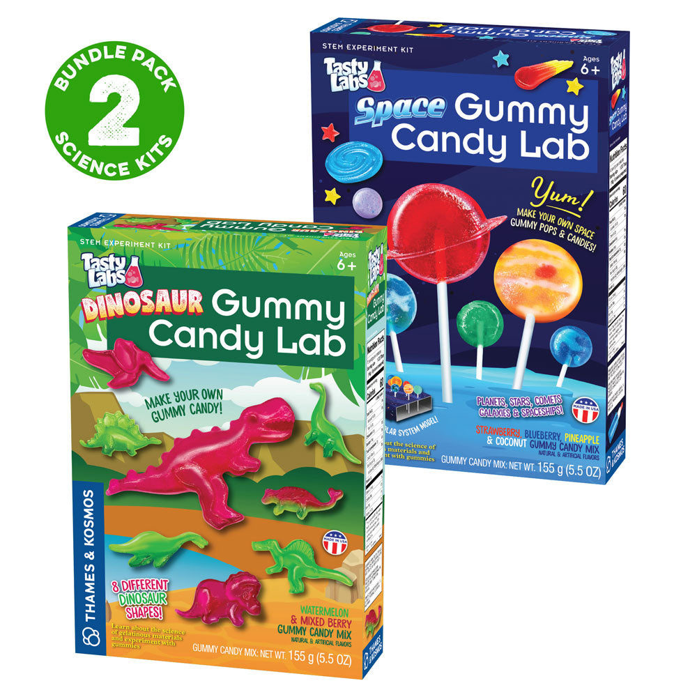 Candy Science Experiment Kits Two-Pack: Space Gummy Candy Lab | Dinosaur Gummy Candy Lab STEM Thames & Kosmos