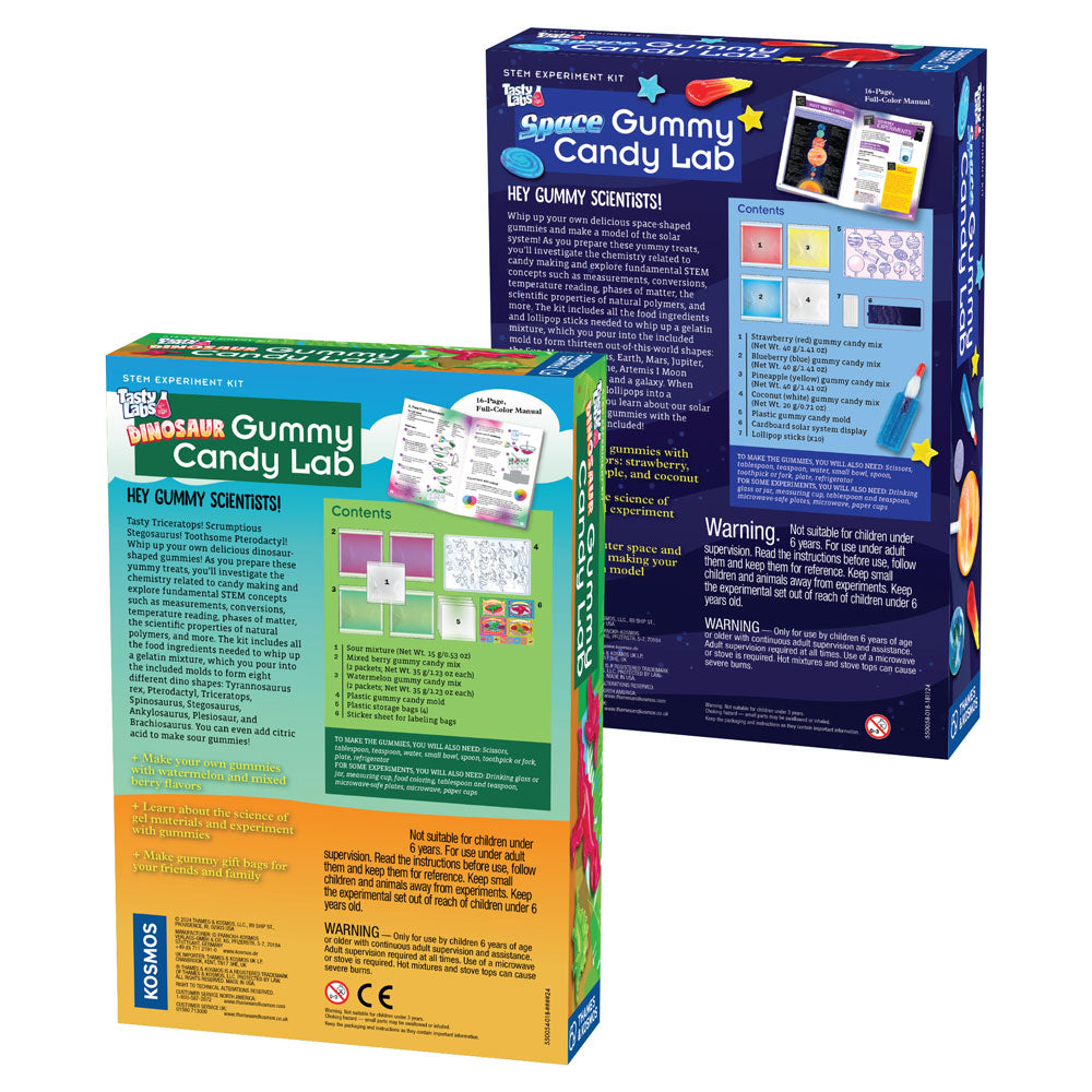 Candy Science Experiment Kits Two-Pack: Space Gummy Candy Lab | Dinosaur Gummy Candy Lab STEM Thames & Kosmos