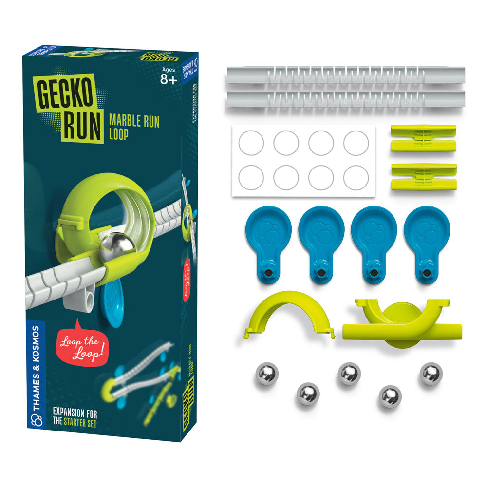 Gecko Run: Marble Run Six-pack Bundle: Starter Set | Rapid-Fire Launcher | Flex-Corner Expansion Pack | Twister | Loop | Trampoline Expansion Pack Marble Runs Thames & Kosmos