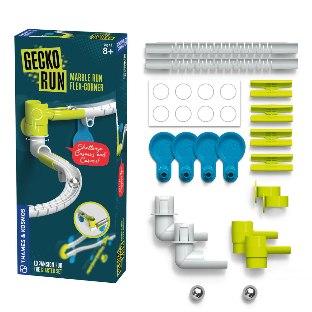 Gecko Run: Marble Run Six-pack Bundle: Starter Set | Rapid-Fire Launcher | Flex-Corner Expansion Pack | Twister | Loop | Trampoline Expansion Pack Marble Runs Thames & Kosmos