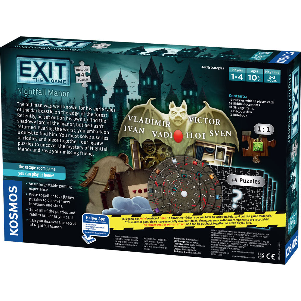 EXIT: Nightfall Manor (Includes 4 Puzzles) Games Thames & Kosmos   