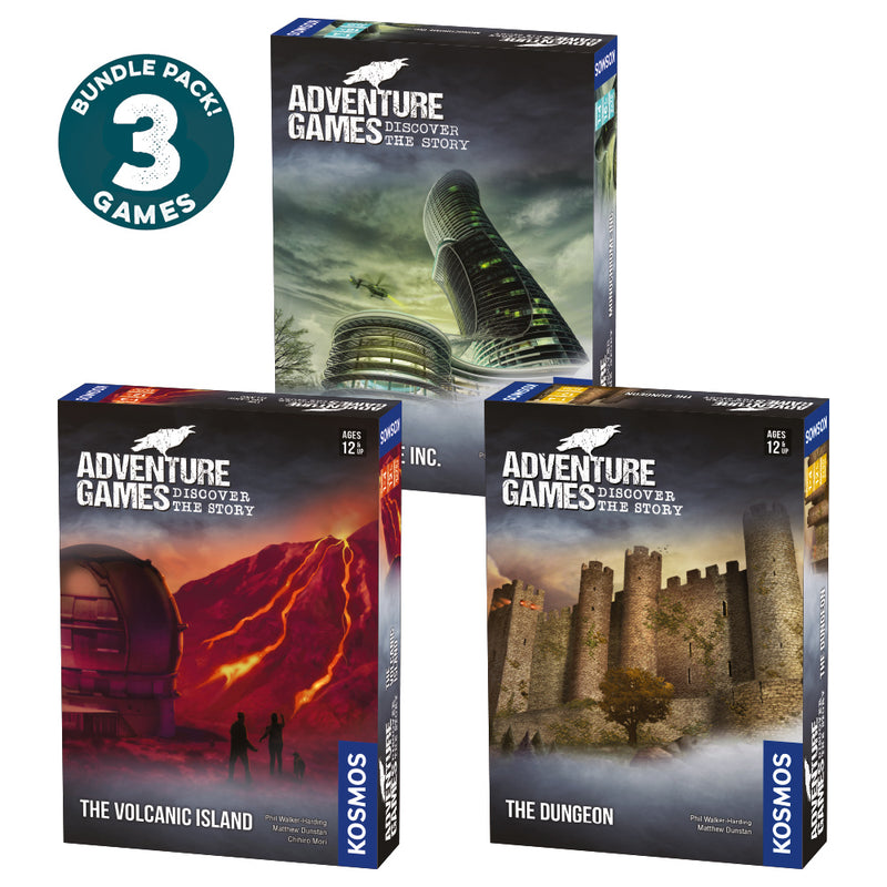 Adventure Games 3-Pack Bundle: The Dungeon, Monochrome Inc. & The Volcanic Island Games Thames & Kosmos   