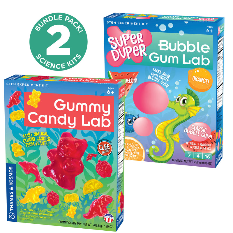 Candy Science Experiment Kits. Two-Pack: Gummy Candy Lab & Super Duper Bubble Gum Lab STEM Thames & Kosmos   