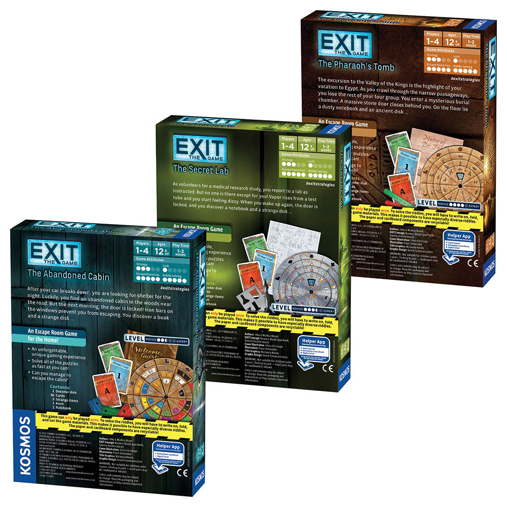 EXIT: The Game, Season 1. Three-Pack: The Abandoned Cabin, The Pharaoh's Tomb, The Secret Lab Games Thames & Kosmos   