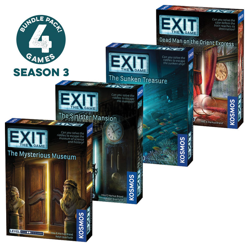 EXIT: The Game, Season 3. Four-Pack: Dead Man on the Orient Express, The Sinister Mansion, The Sunken Treasure, and The Mysterious Museum Games Thames & Kosmos   