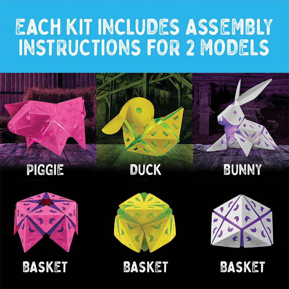 Creatto Barnyard Buddies 12-Pack Bundle - Brilliant Bunny, Dazzling Ducky, and Playful Piggie in Display STEM Thames & Kosmos   