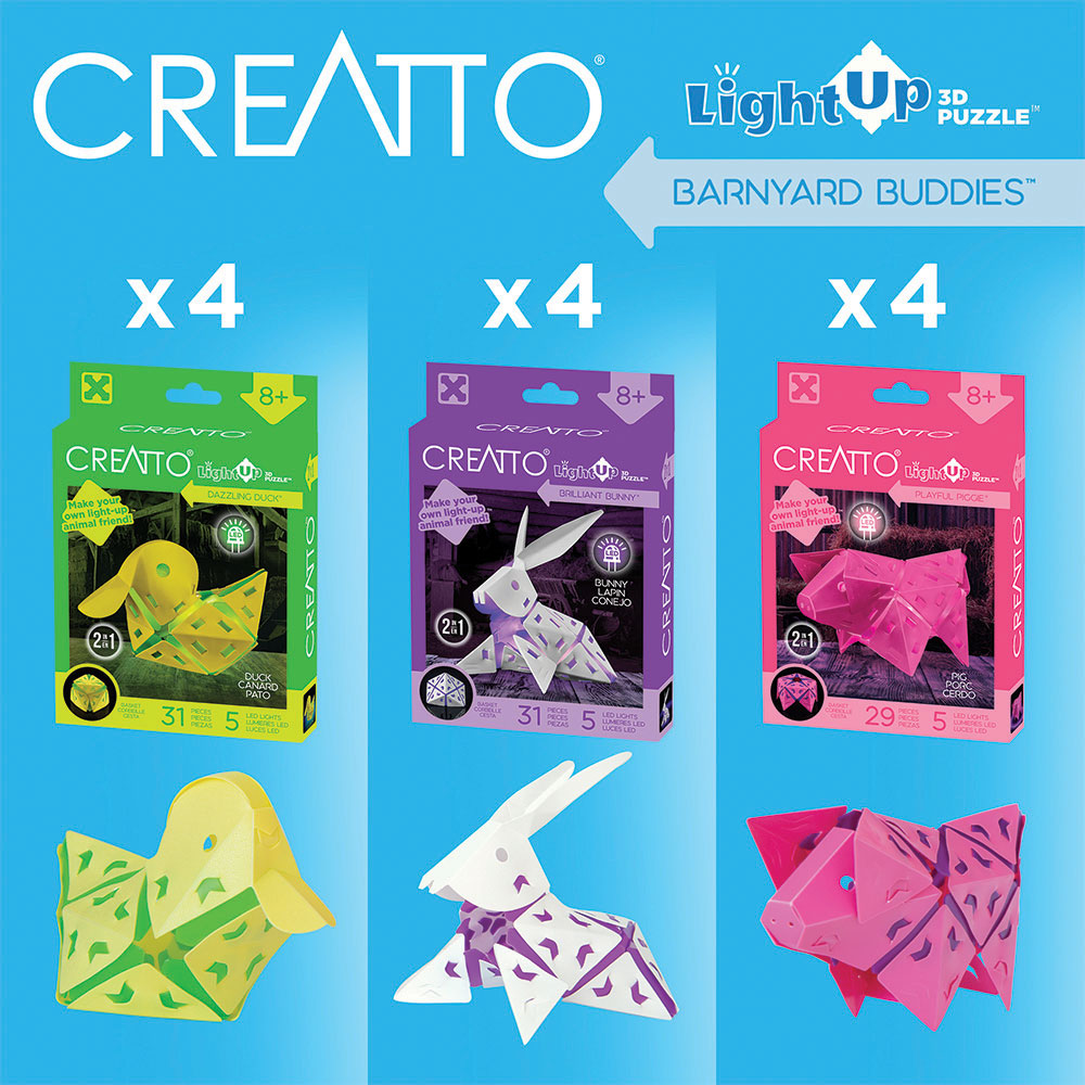 Creatto Barnyard Buddies 12-Pack Bundle - Brilliant Bunny, Dazzling Ducky, and Playful Piggie in Display STEM Thames & Kosmos   