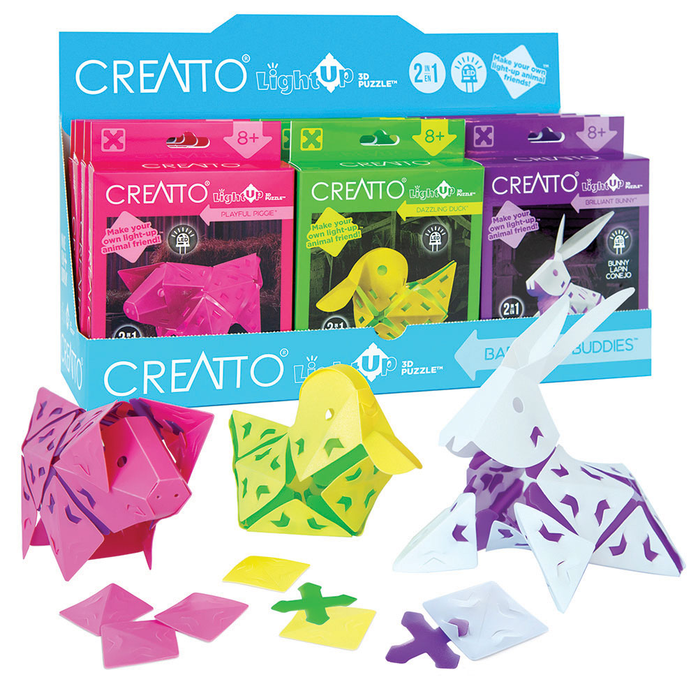 Creatto Barnyard Buddies 12-Pack Bundle - Brilliant Bunny, Dazzling Ducky, and Playful Piggie in Display STEM Thames & Kosmos   